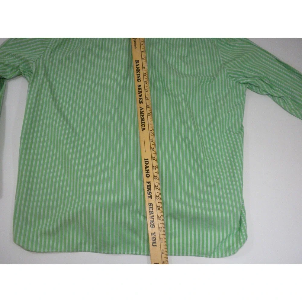 J Crew Shirt Mens XL Green Striped Button Up Long Sleeve Preppy‎ Ivy Vintage